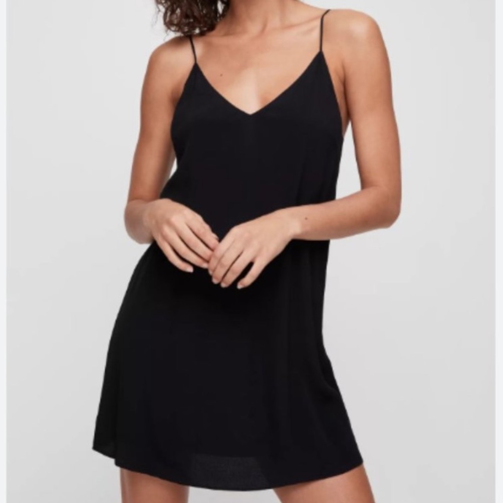 Aritzia Wilfred Free Black Vivian Mini Slip Dress Size XXS